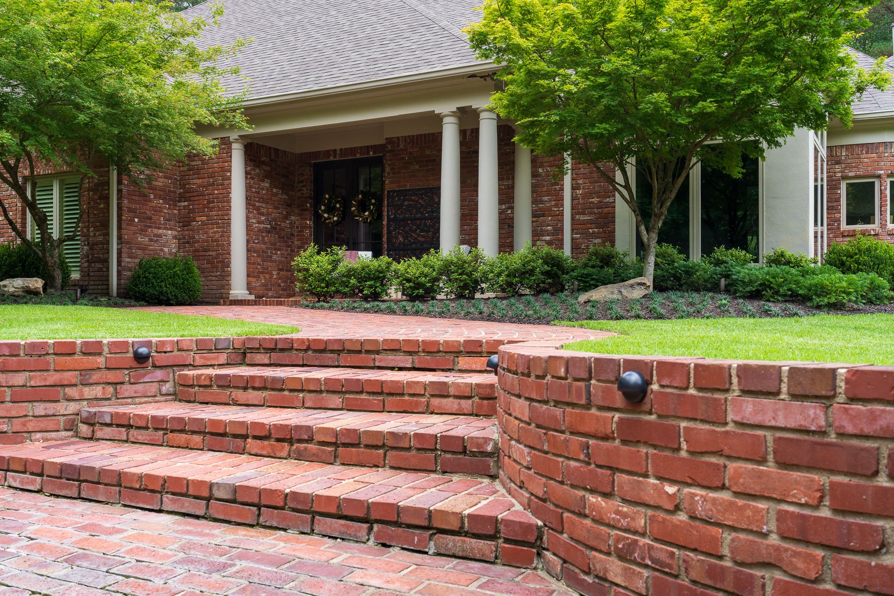 brick lights steps entry