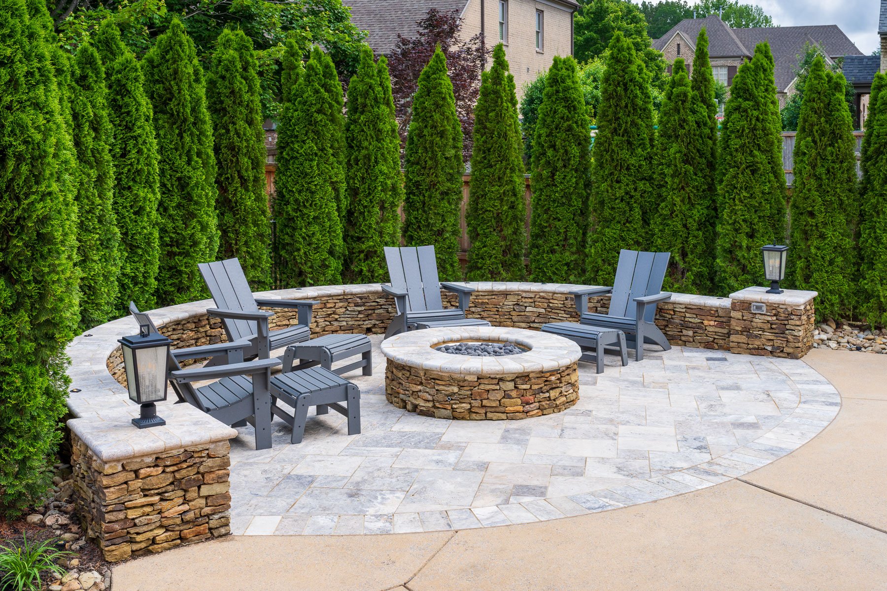 seating veneer wall patio fire pit lights arborvitae privacy screen nice