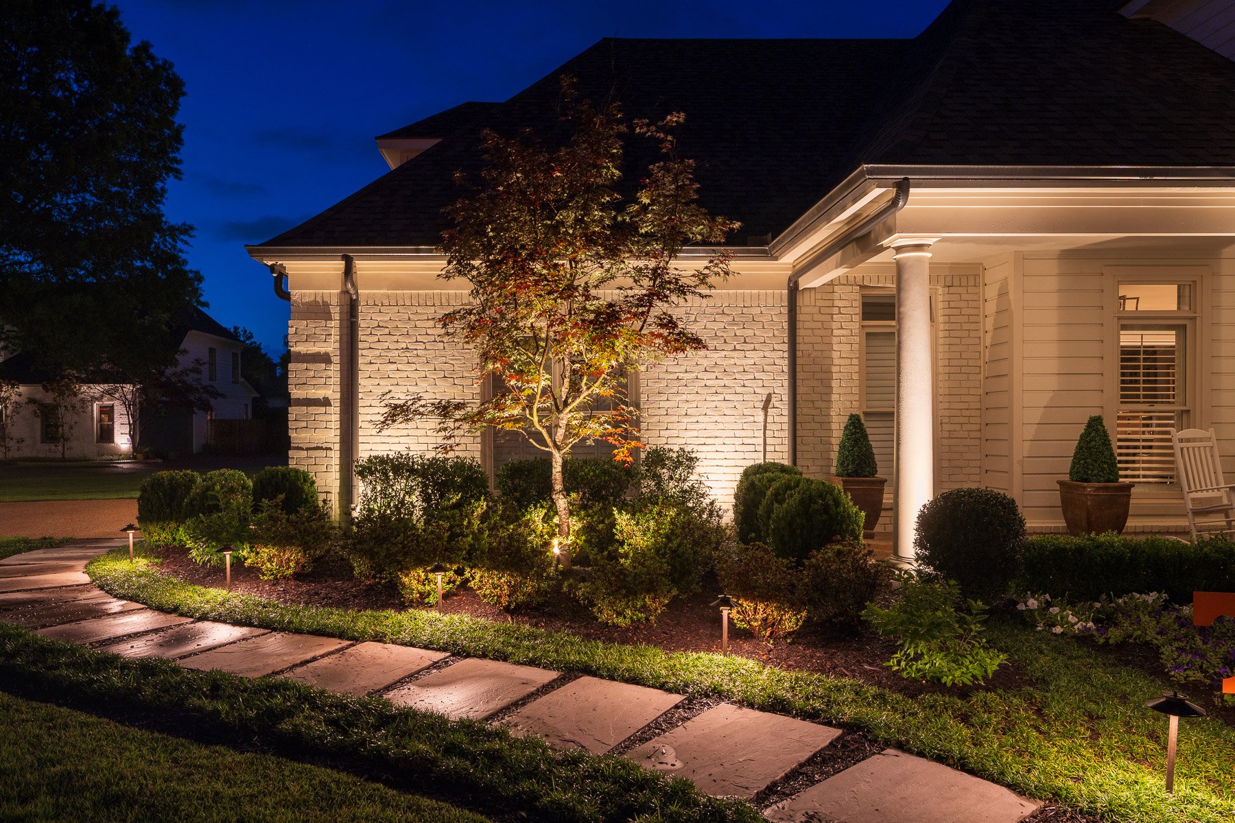 stepper path landscape path lighting planting bed trees spot 2